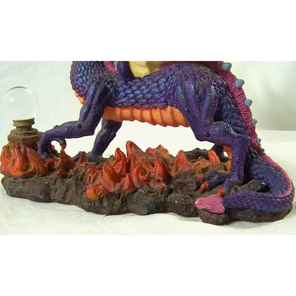 Summit Collection Purple Dragon Walking on Fire Figurine With Crystal Ball Resin - Picture 3 of 9